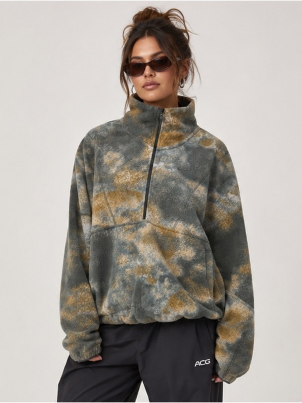Nike One Tie-Dye Quarter-Zip Therma Fit Relaxed Gorpcore Athleisure Pullover XL